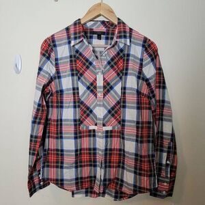 J. Crew Festive Plaid Button Down Shirt Size 8 Cotton F8994